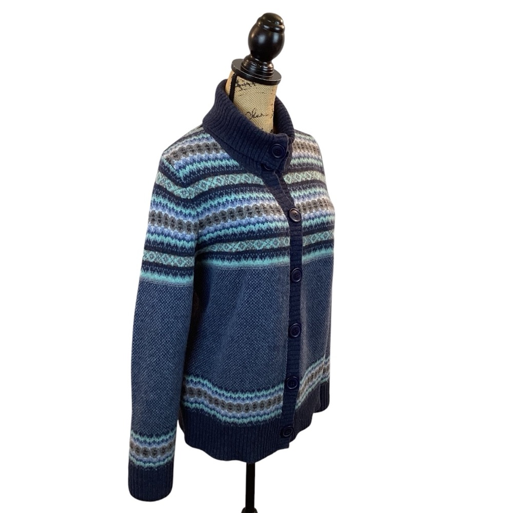 L.L. Bean Lambswool Fair Isle Button Cardigan - Picture 5 of 10